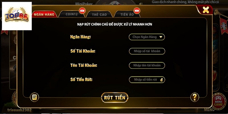Hướng Dẫn Giao Dịch Rút Tiền Tại Top88