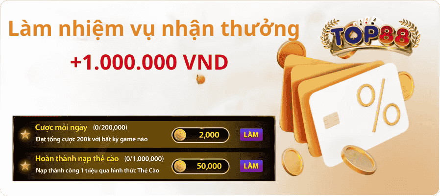Làm nhiệm vụ nhận thưởng top88