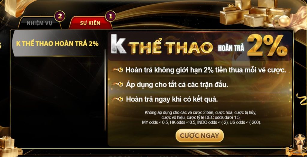 Sự kiện hoàn trả K Thể Thao