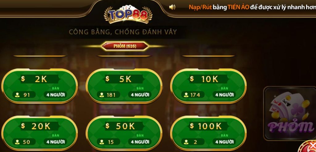 Thông tin tổng quan game bài Phỏm TOP88
